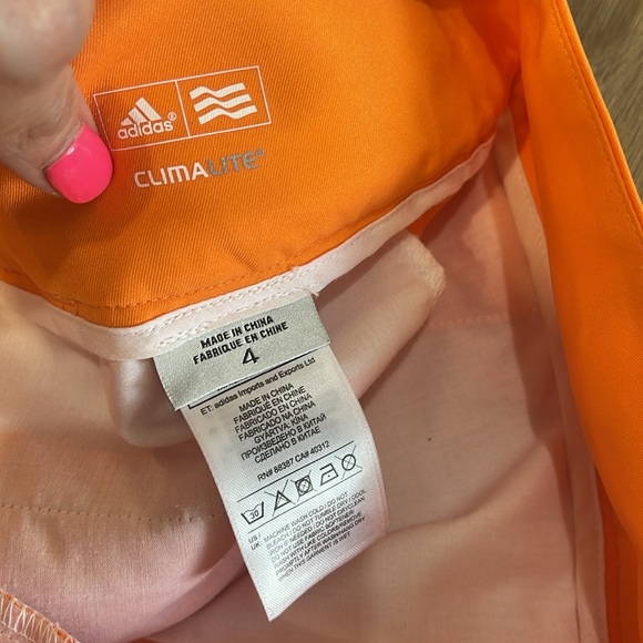 Adidas Orange Climalite shorts. Size 4.  NWOT - Picture 8 of 10